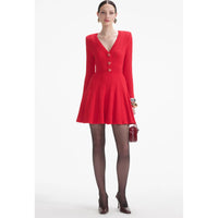 Self Portrait Pointelle Knitted Mini Dress in Red