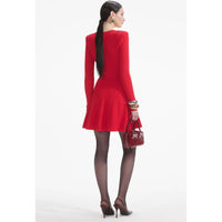 Self Portrait Pointelle Knitted Mini Dress in Red