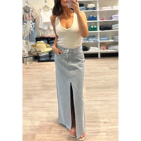 Slvrlake Denim Low Rise Maxi Skirt in Dove