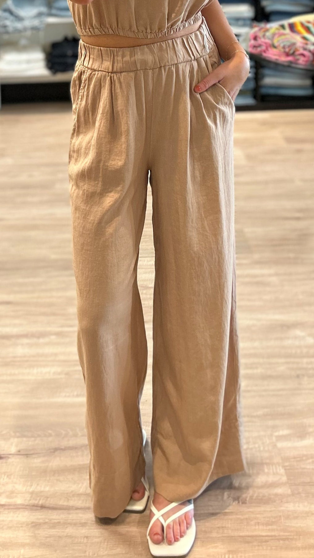 Stateside Linen Wide Leg Pant Almond