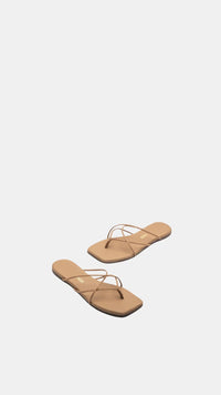 TKEES Elle Square Toe Sandal in Cocobutter