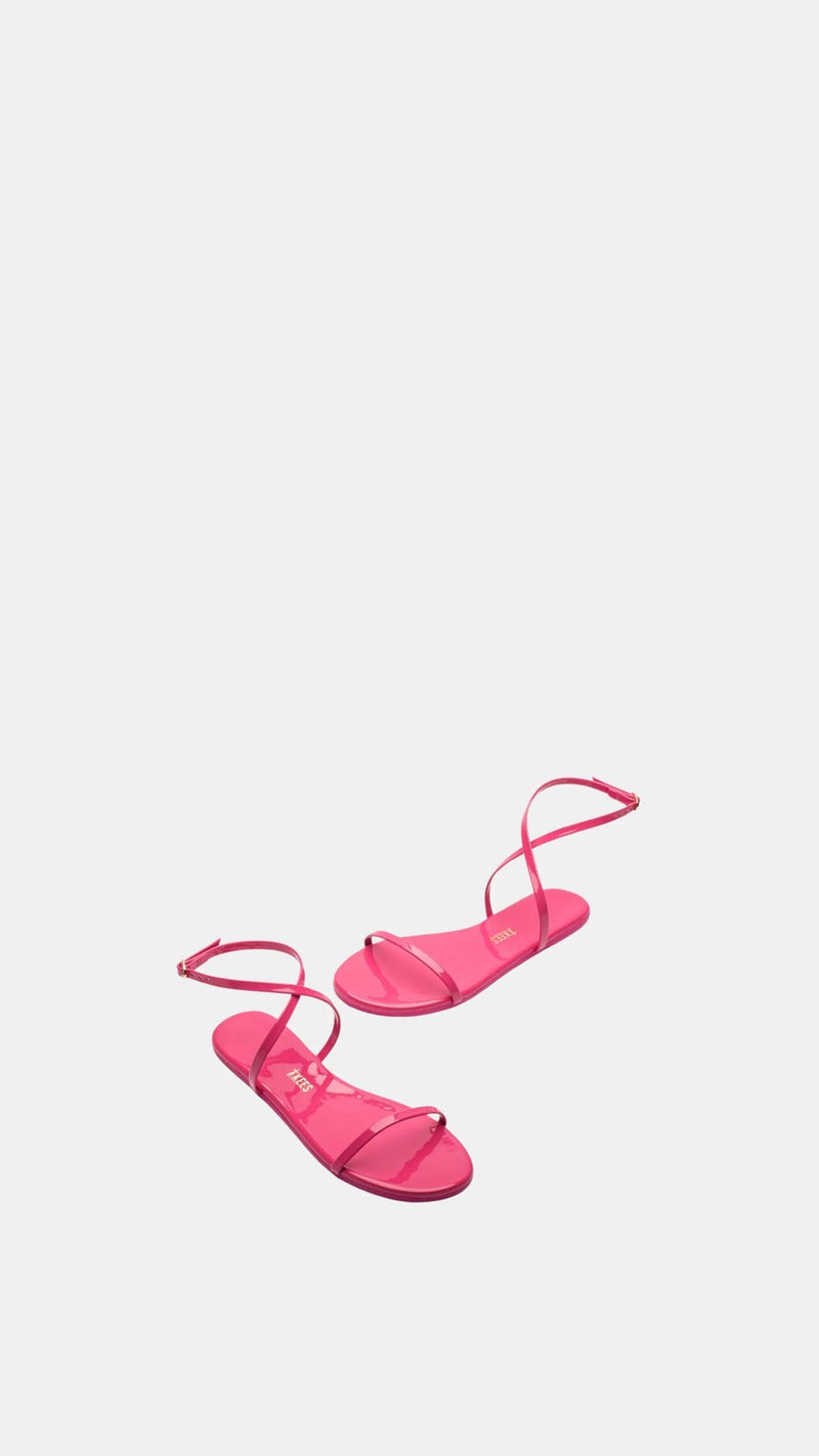 TKEES MJ Patent Strappy Sandal in Hot Pink