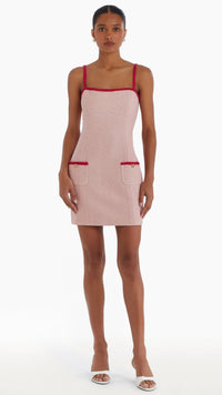 Amanda Uprichard Windsor Tweed Picket Mini Dress in Light Pink/Pink