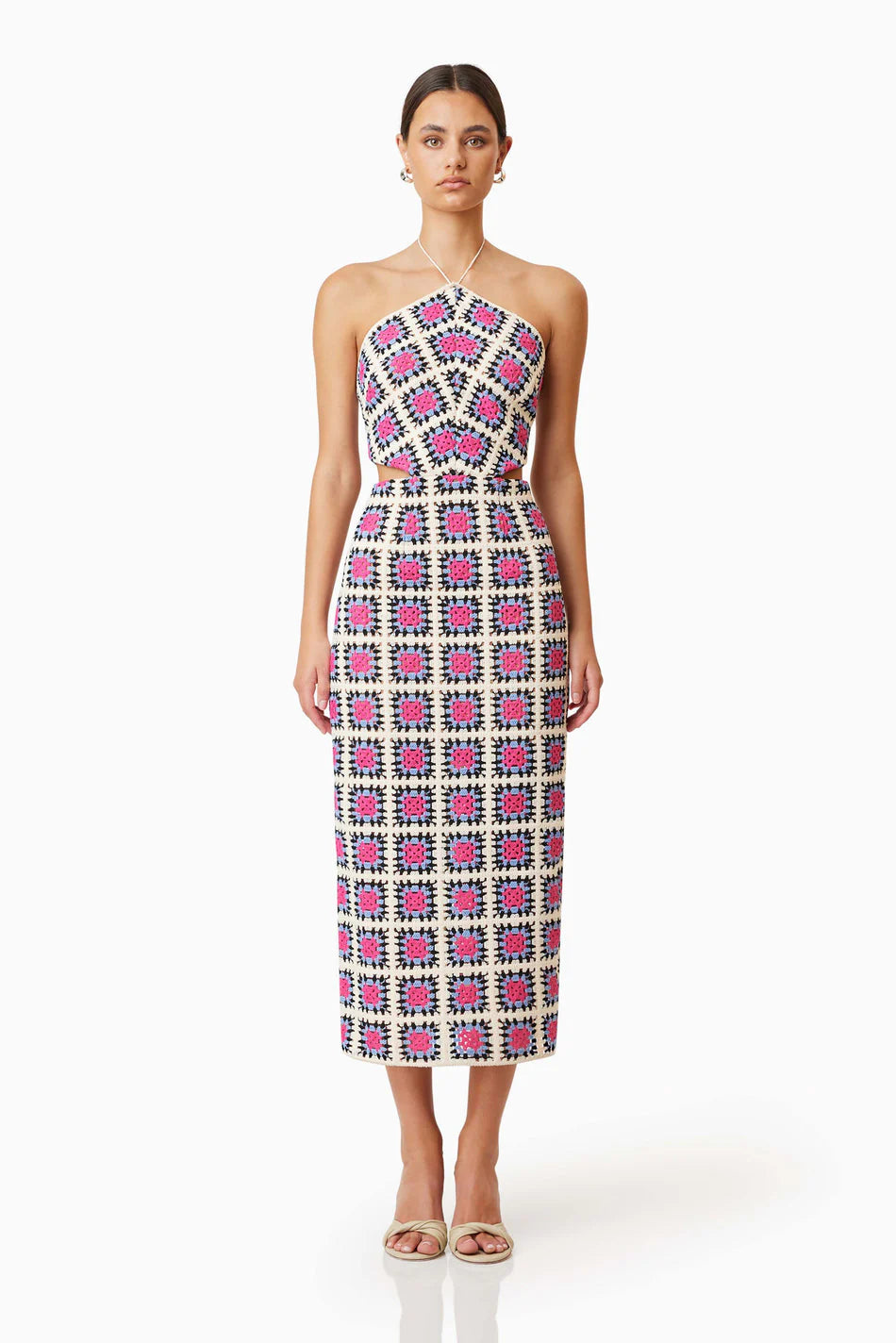 Elliatt Luna Crochet Midi Dress in Multi