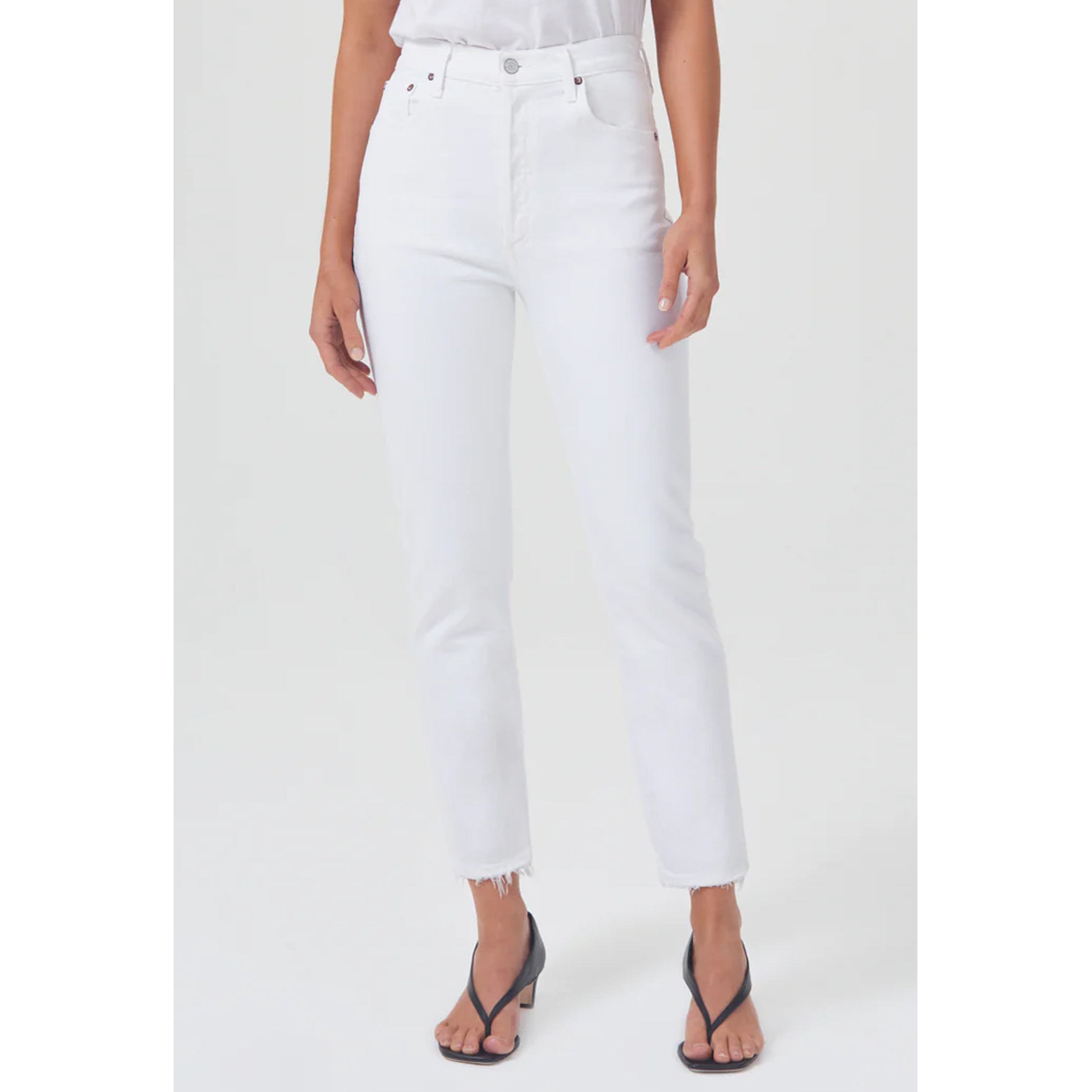 AGOLDE Denim Riley High Rise Straight Crop in Sour Cream Suite 201