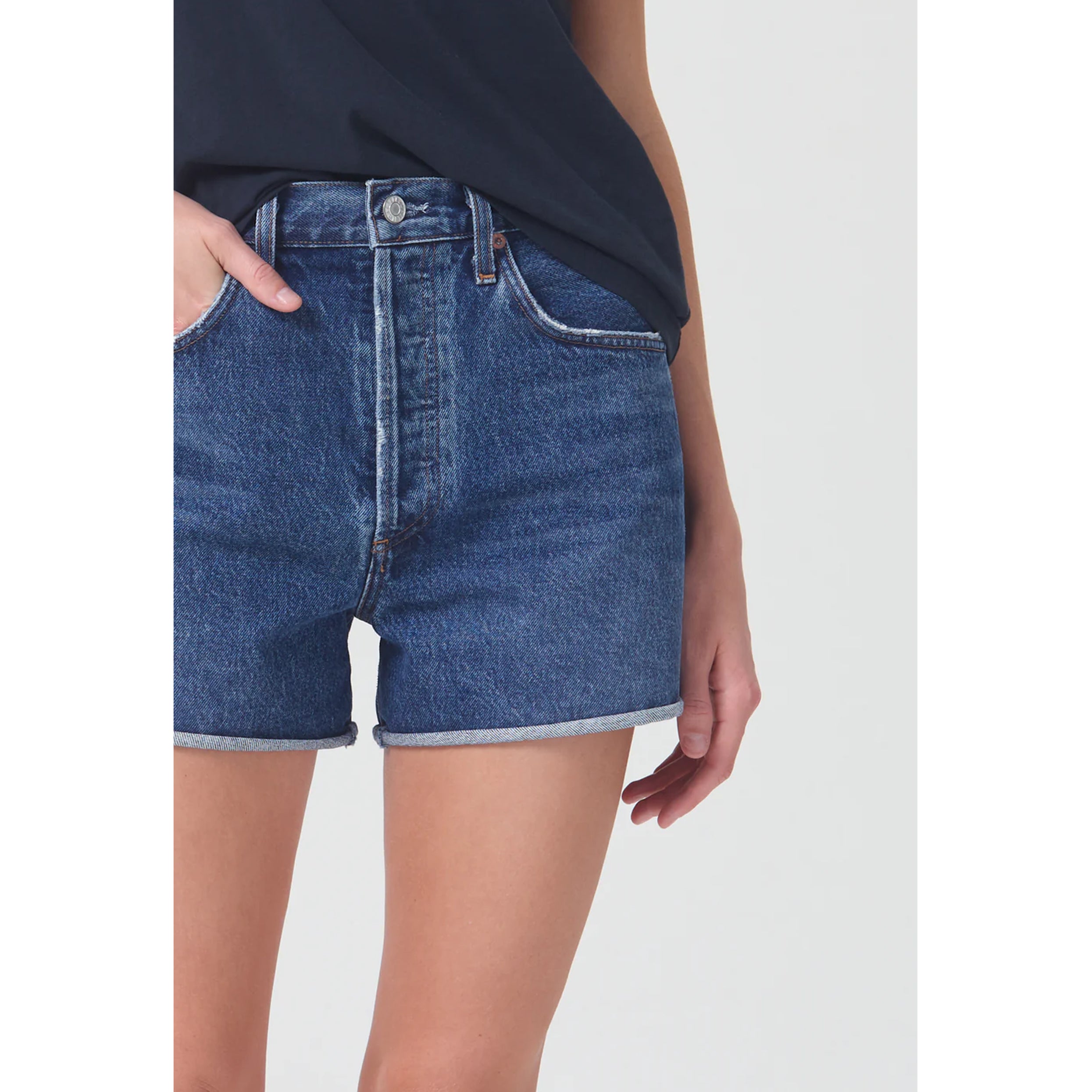 AGOLDE Denim Dee High Rise Rolled Hem Short in Enamour