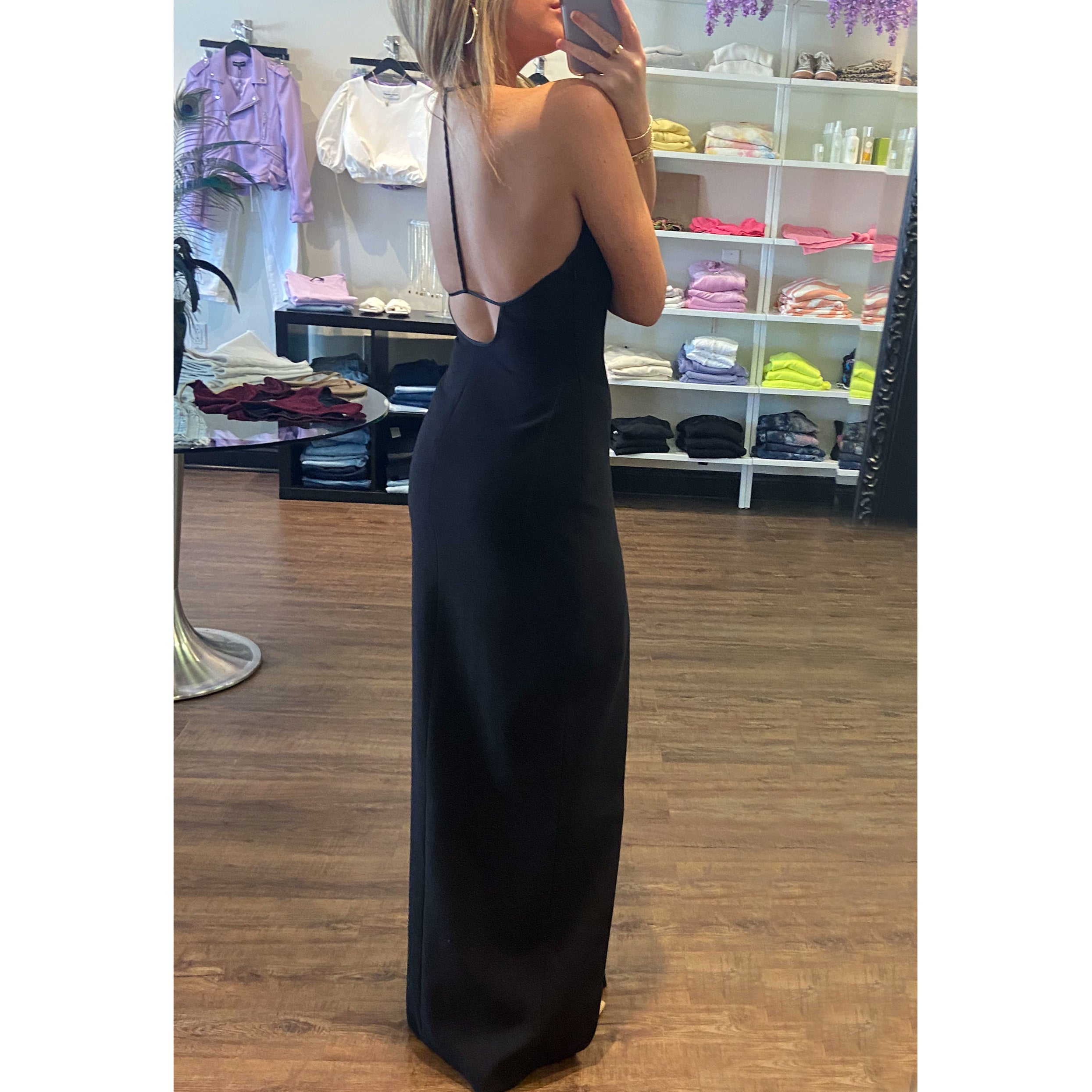 Likely black outlet gown